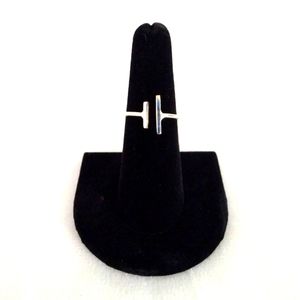 Sterling Silver Double Bar Ring, Adjustable